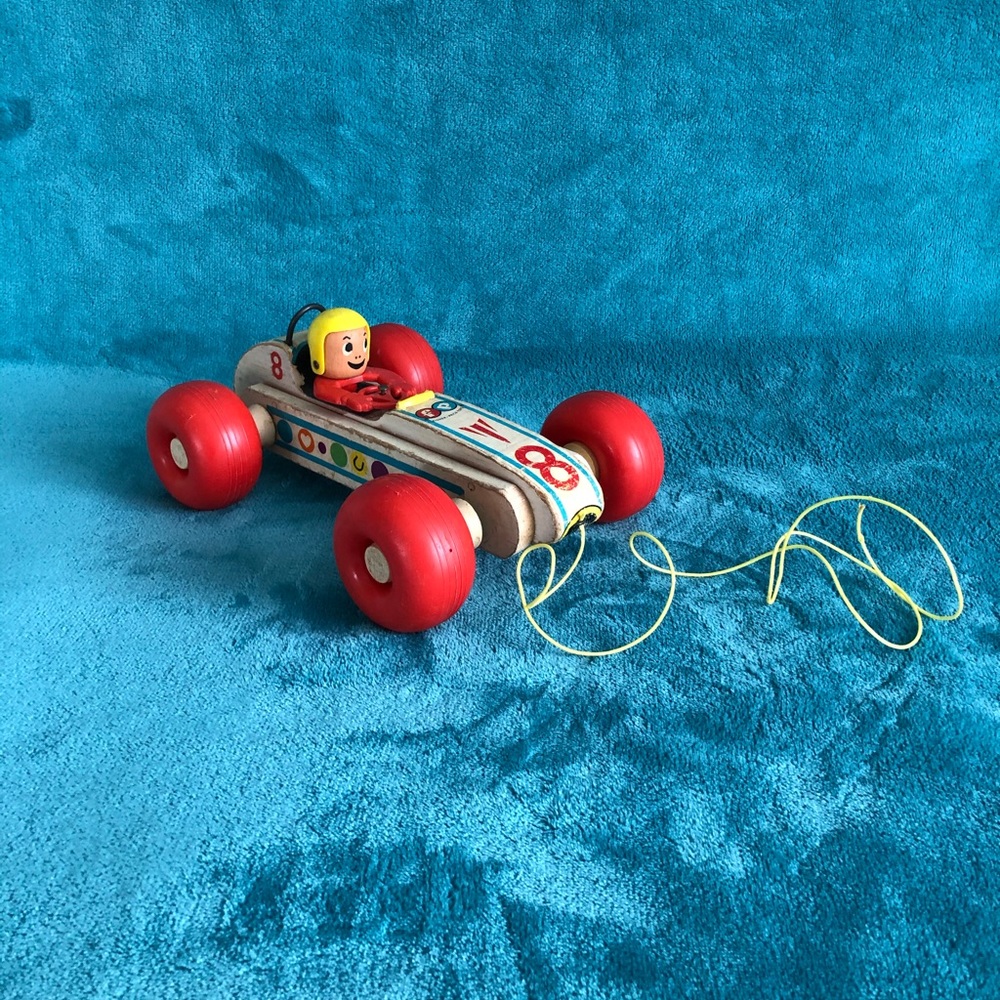 Vintage 1960's Fisher Price Bouncy Racer Pull Toy
